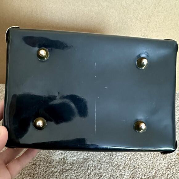 Vintage Delill Italy Black Lucite Metal Trunk Purse Box Handbag Top Handle - Picture 7 of 9
